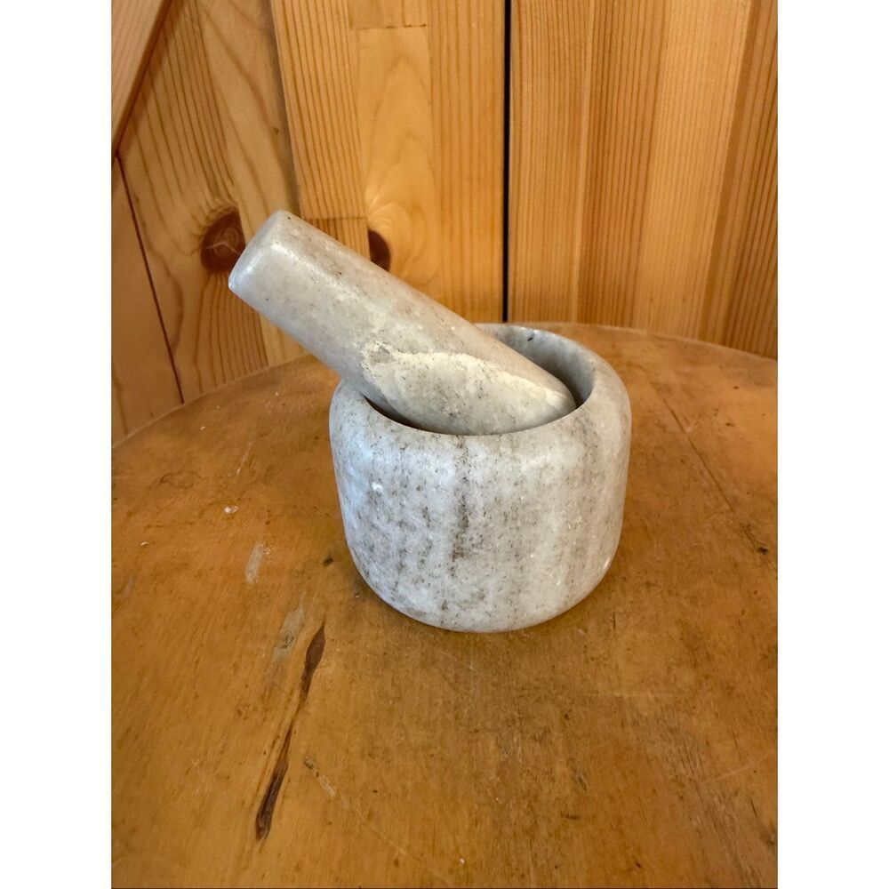 Vintage Marble Mortar & Pestle Set Herb Spice Grinder (7505) Made in India